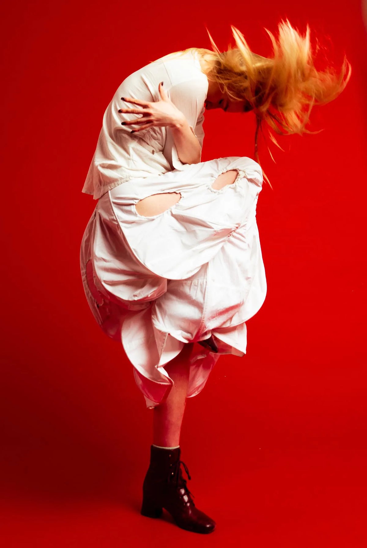 The Ivory Holed Shirt and Skirt Set