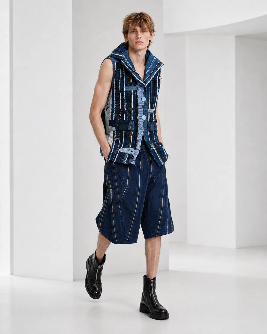The Shredded Fragments Upcycled Denim Vest