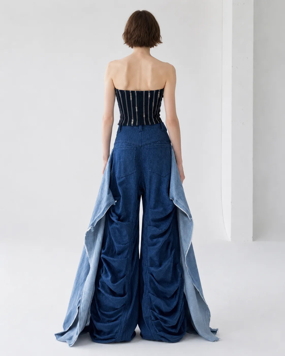 Tangled Paths Pleated Denim Trousers