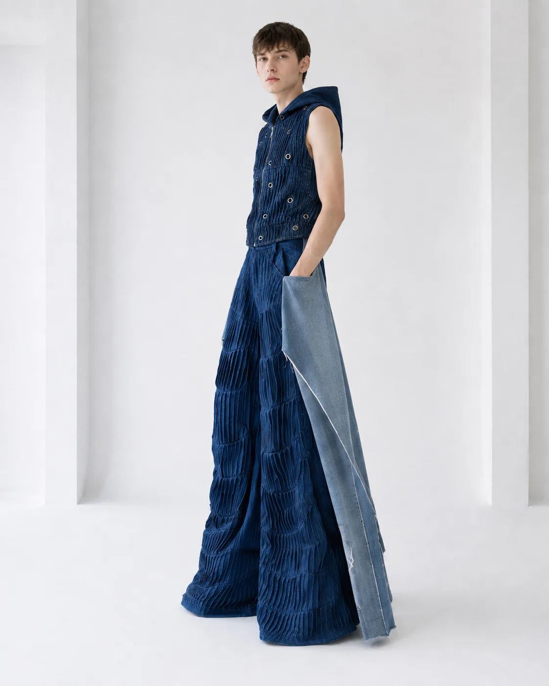 Tangled Paths Pleated Denim Trousers