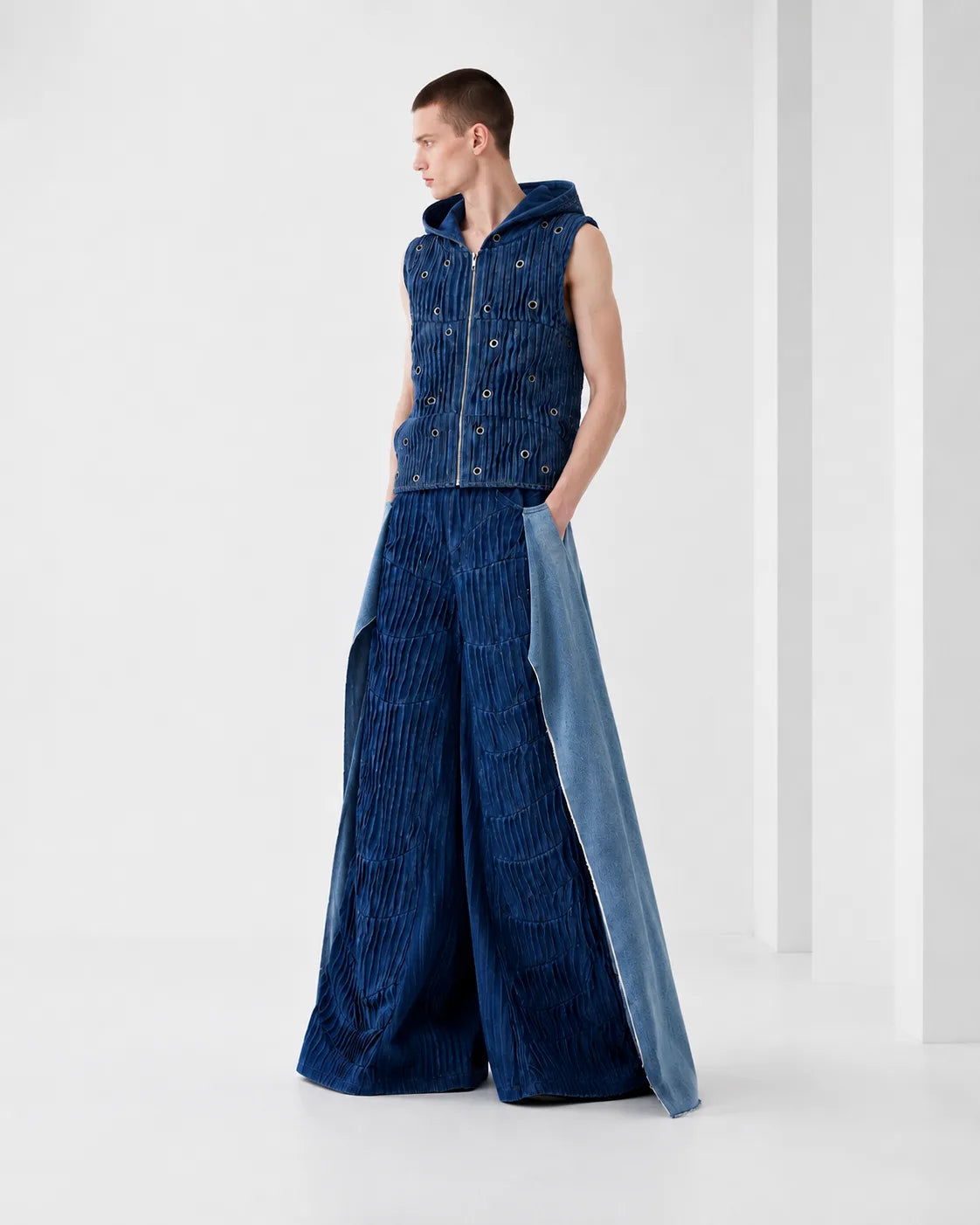 Tangled Paths Pleated Denim Trousers