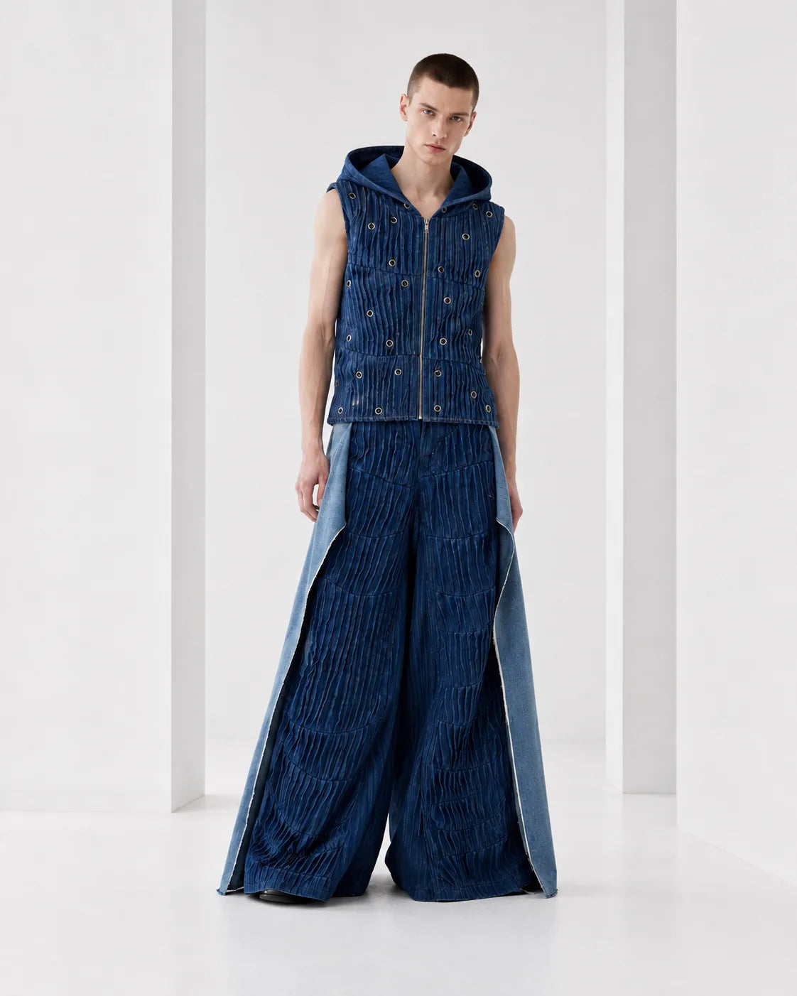 Tangled Paths Pleated Denim Trousers