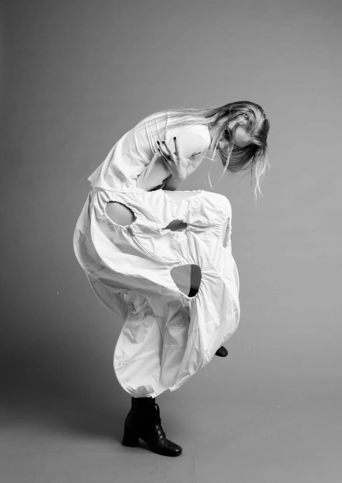 The Ivory Holed Shirt and Skirt Set