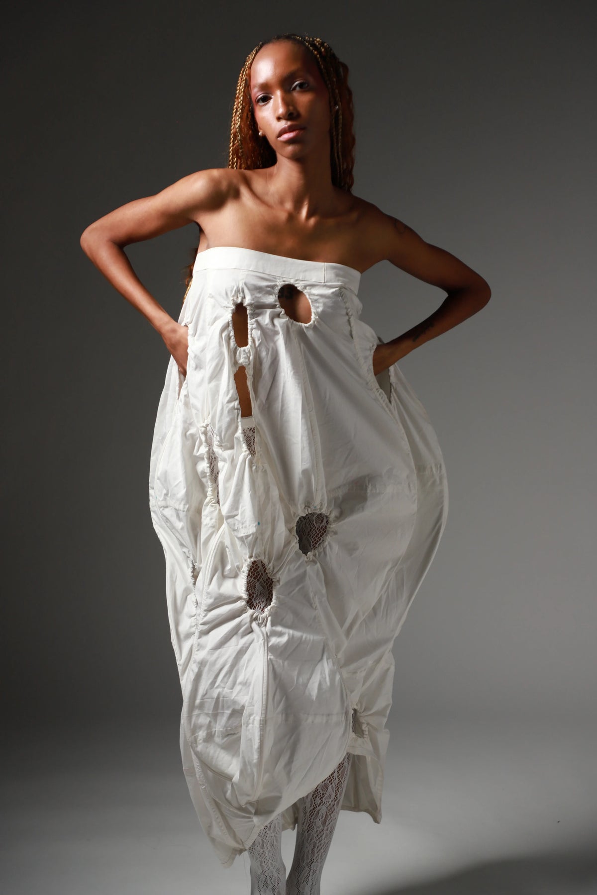 The Ivory Holed Shirt and Skirt Set