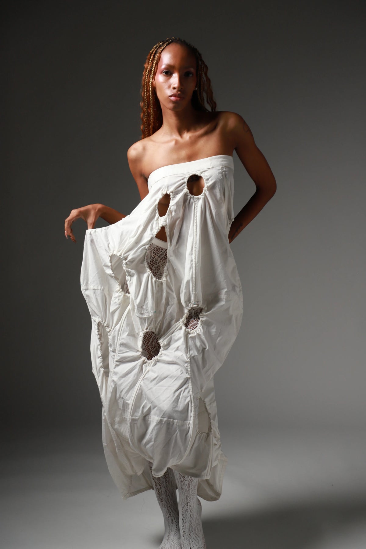 The Ivory Holed Shirt and Skirt Set