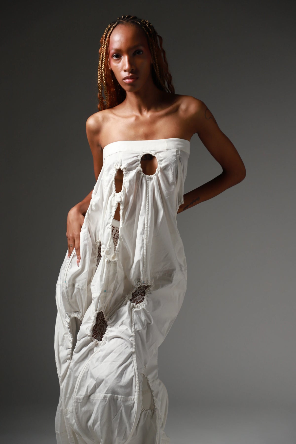 The Ivory Holed Shirt and Skirt Set