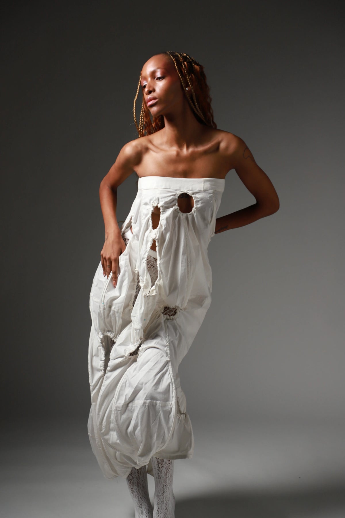 The Ivory Holed Shirt and Skirt Set