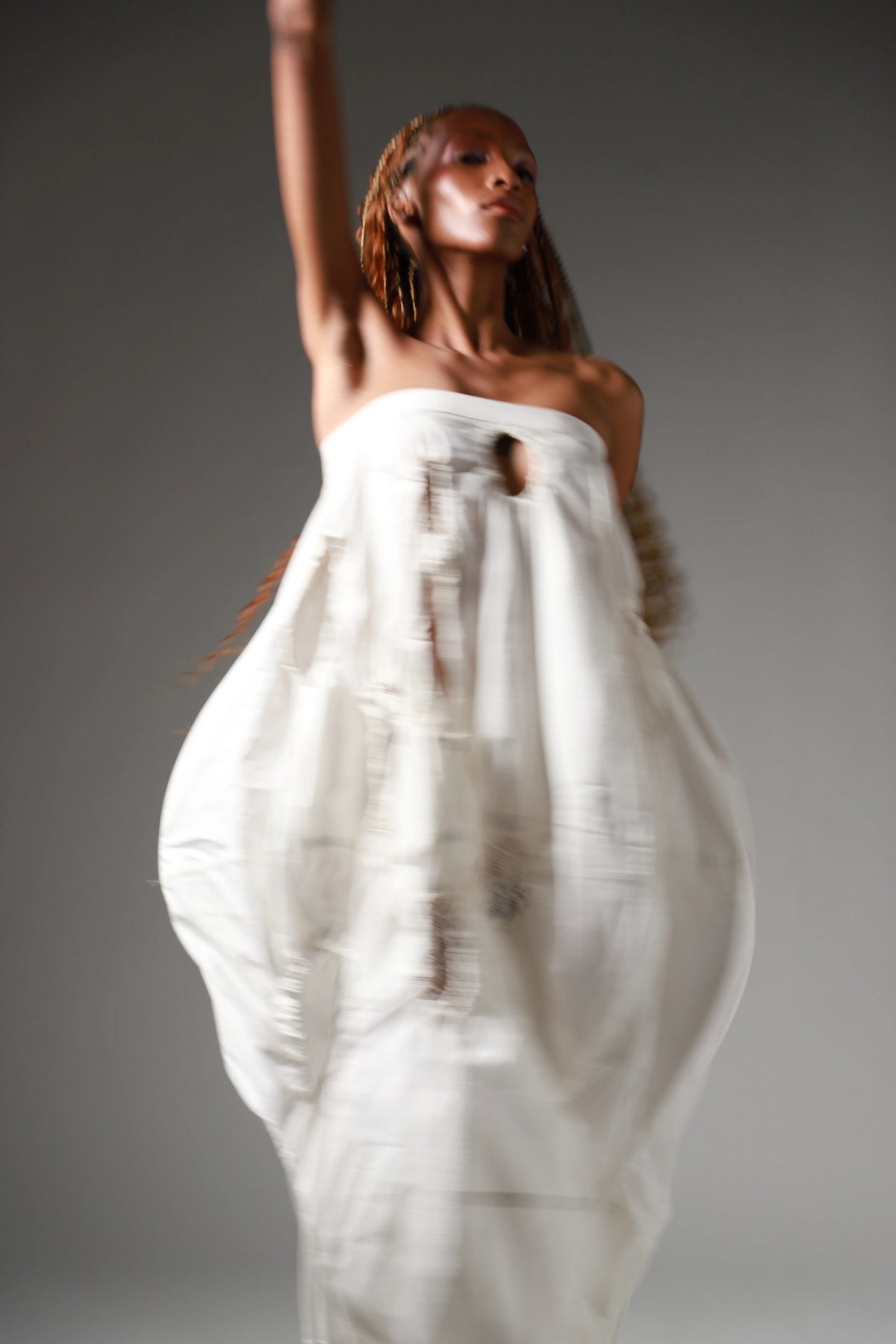 The Ivory Holed Shirt and Skirt Set