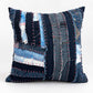 Mended in pink indigo hand patched recycled denim cushion cover
