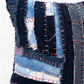 Mended in pink indigo hand patched recycled denim cushion cover