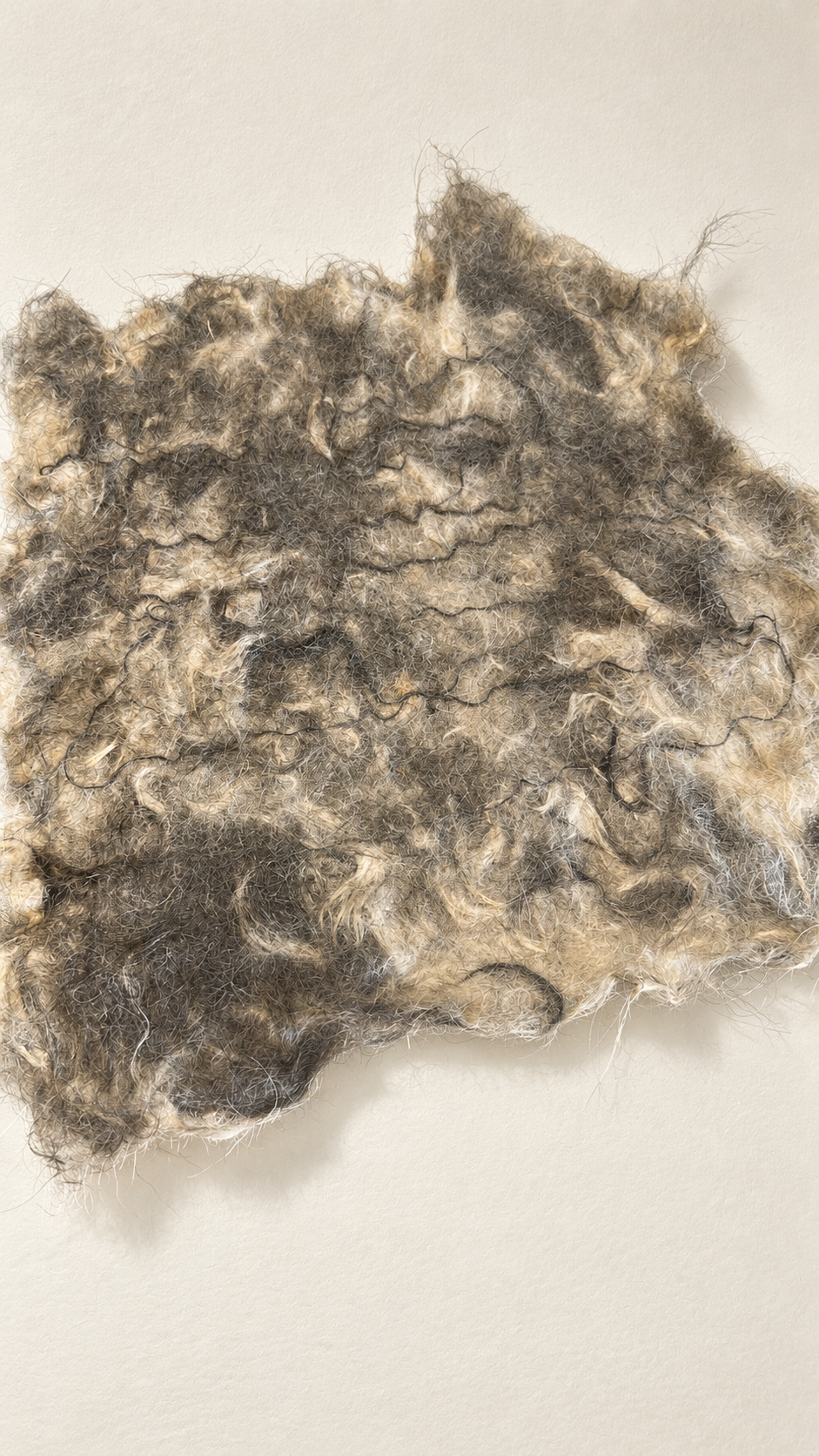 Collected and pressed dog fur