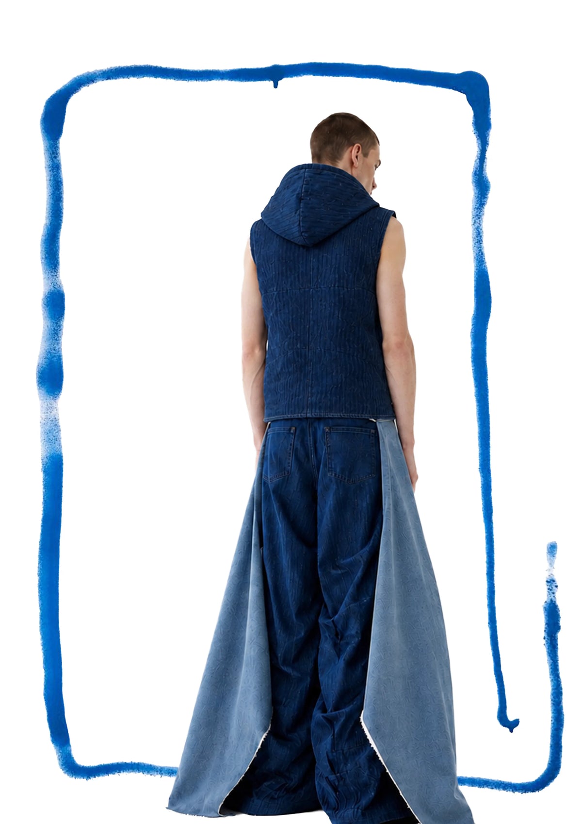 Tangled Paths Pleated Denim Trousers