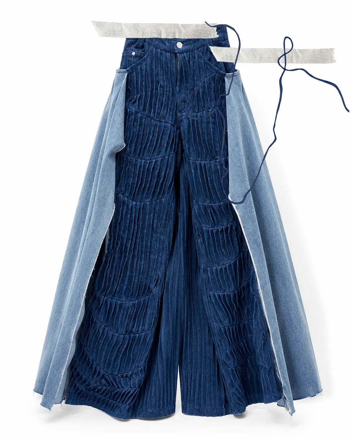 Tangled Paths Pleated Denim Trousers